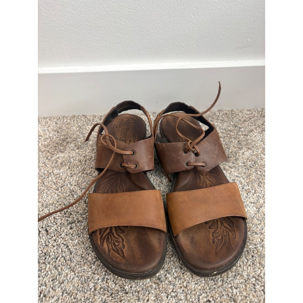 Born Algeria Brown Leather Tie Sandals – Size 8 / 39